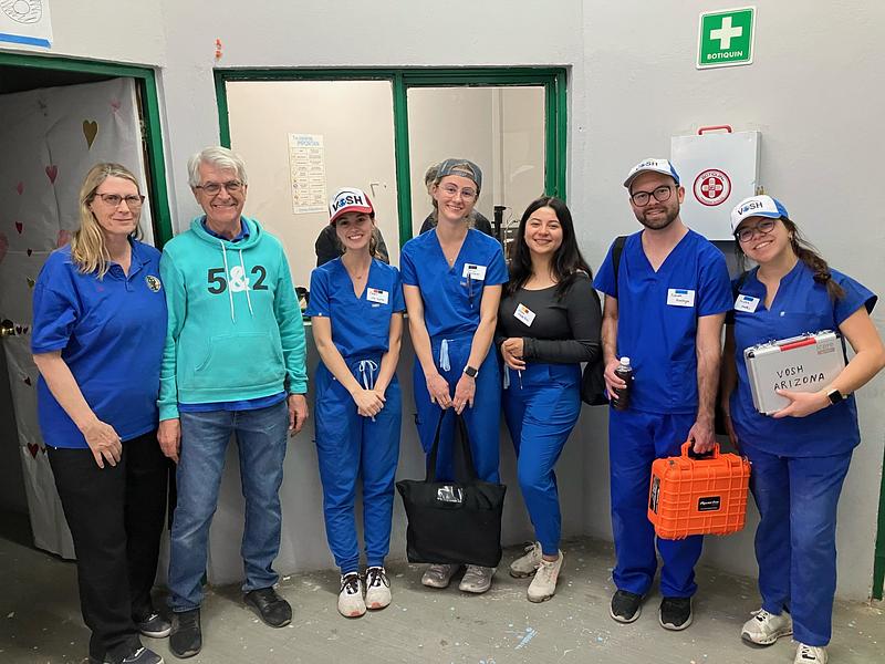 US and Mexican optometry students rotating through clinic stations